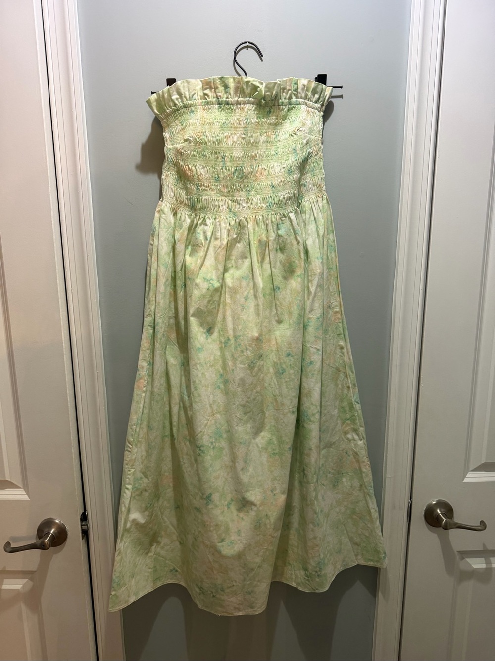 H&M Strapless Pastel Green Floral Sundress
